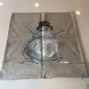 NEW with Tag - Pottery Barn Festive Snowman Pillow Cover - Gray and Blue